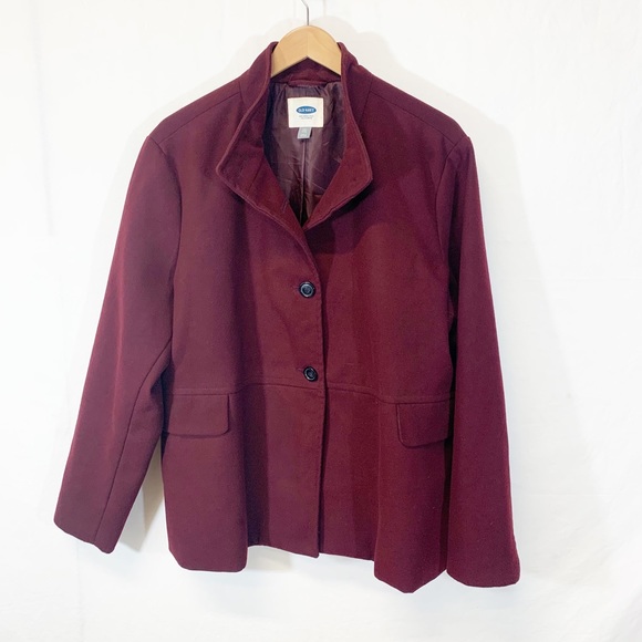 Old Navy Jackets & Blazers - Old Navy Maroon Pea Coat High Collar